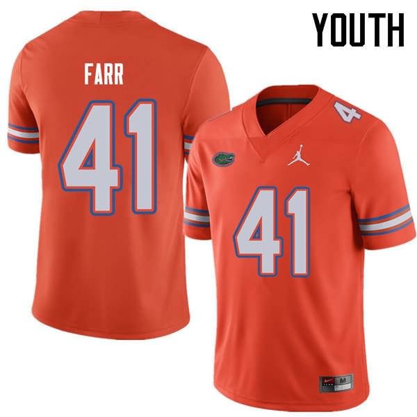 Youth NCAA Florida Gators Ryan Farr #41 Stitched Authentic Jordan Brand Orange College Football Jersey KZE3865IO